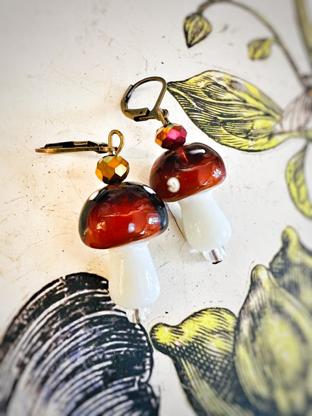 Glass Mushroom Earrings