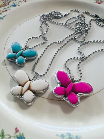 Soldered Stone Butterfly Necklace