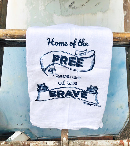 Home of the Free Because of the Brave Kitchen Towel