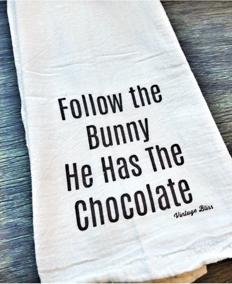 Follow the Bunny Easter Tea Towel