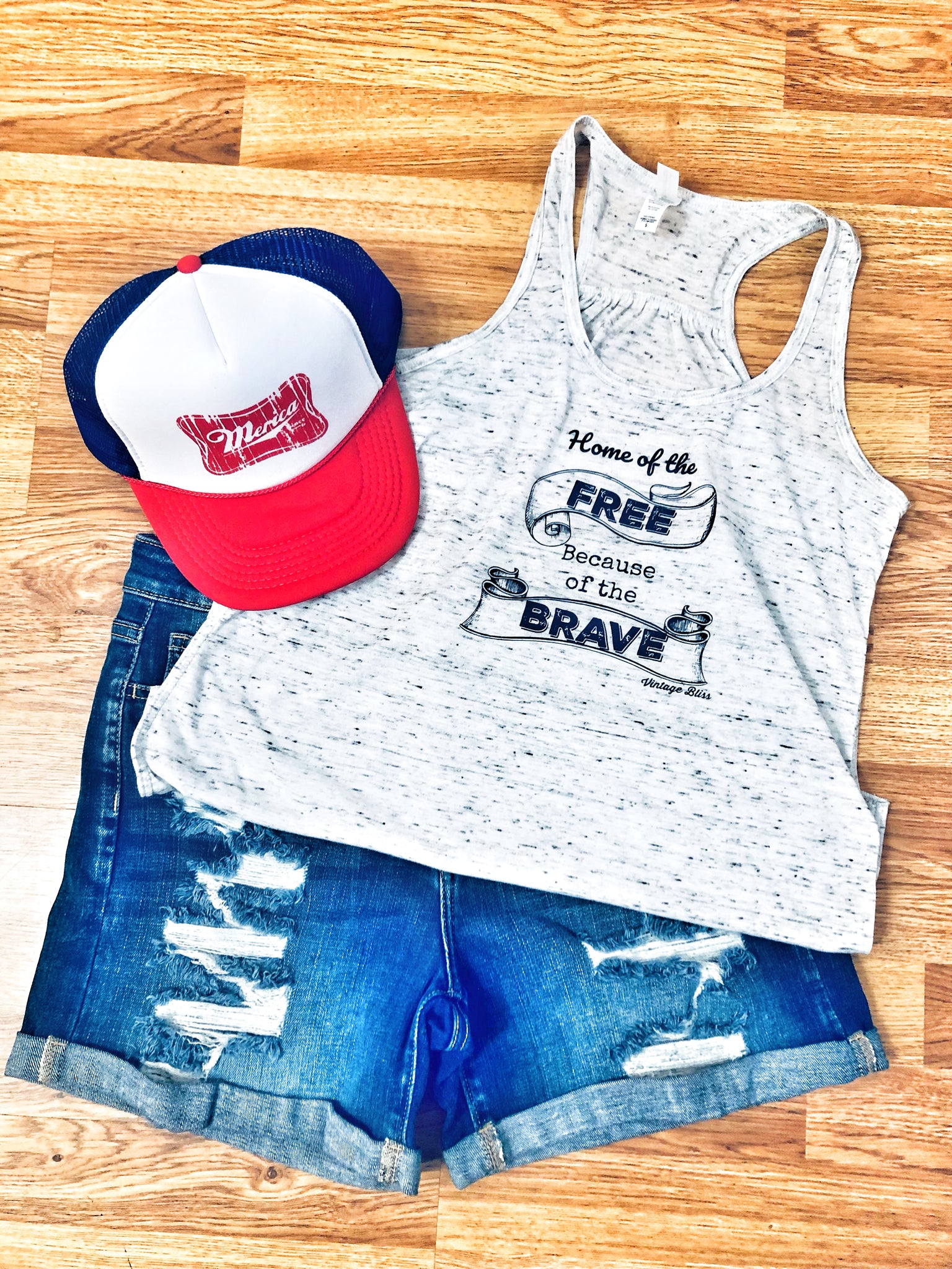 Home of the Free Because of the Brave Racerback Tank