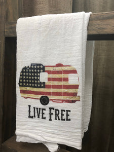 Live Free Flag Trailer Tea Towel
