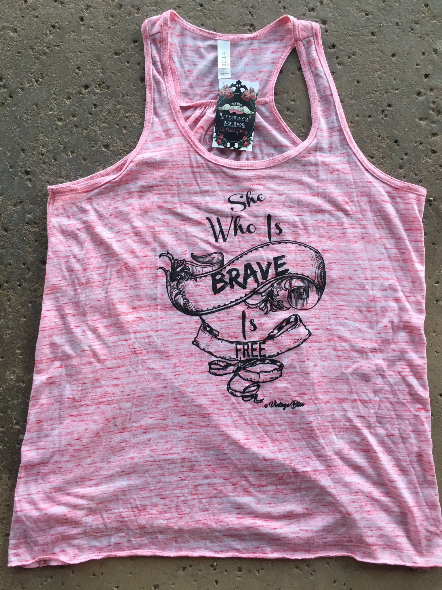 She Who Is Brave Is Free Red Marble Tank